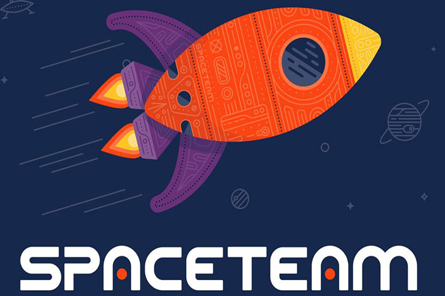 “Spaceteam game screen with spaceship controls.”