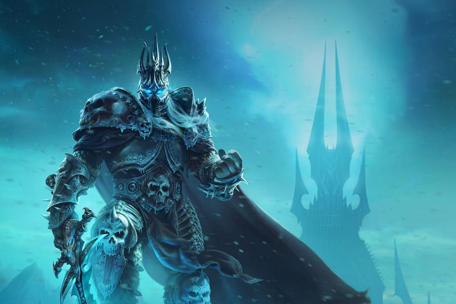 a picture of The Lich King from World of Warcraft, One of The hardest boss fights in games.