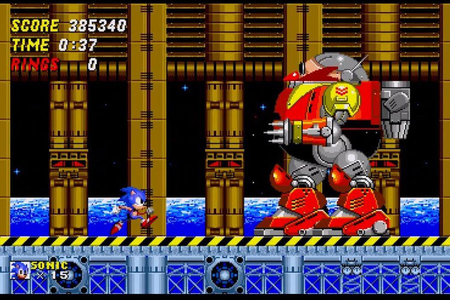 a picture of The Death Egg Robot from Sonic the Hedgehog 2, One of The hardest boss fights in games.