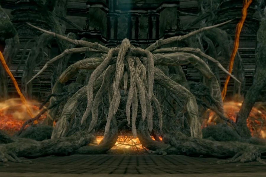 A Picture of The Bed of Chaos from Dark Souls, One of The hardest boss fights in games.