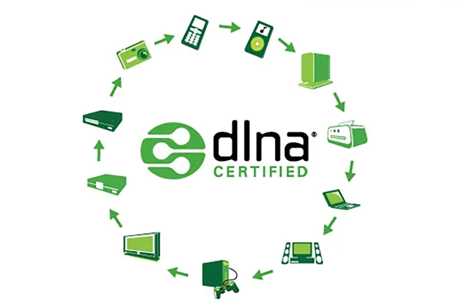 a picture indicating DLNA on multiple devices.