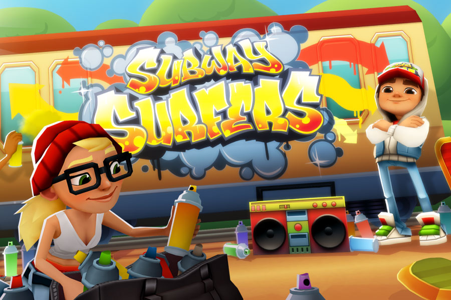 Character running on train tracks in Subway Surfers.