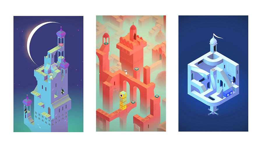 Intricate puzzle landscape in Monument Valley.