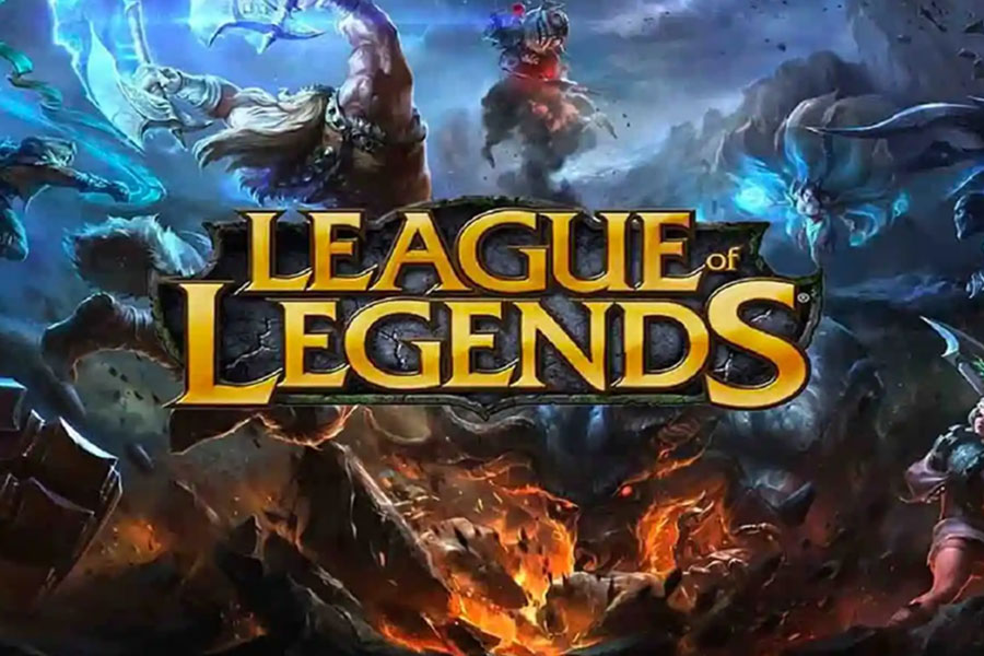 The Official Picture of League of Legends with its champions, One of The most active players pc games.