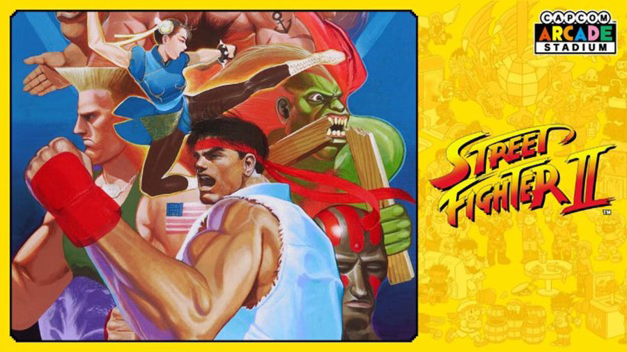 The Official Picture of Street Fighter II with its characters, one of most addictive video games.