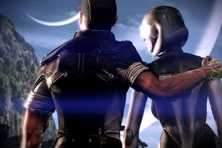 in game picture of Joker and EDI from Mass Effect 3 Ending, One of most controversial video game moments.