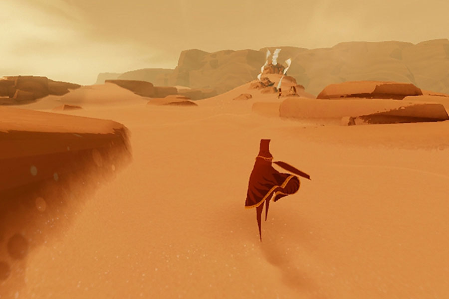 in game Picture of Journey with its main character, One of The most emotional video games.