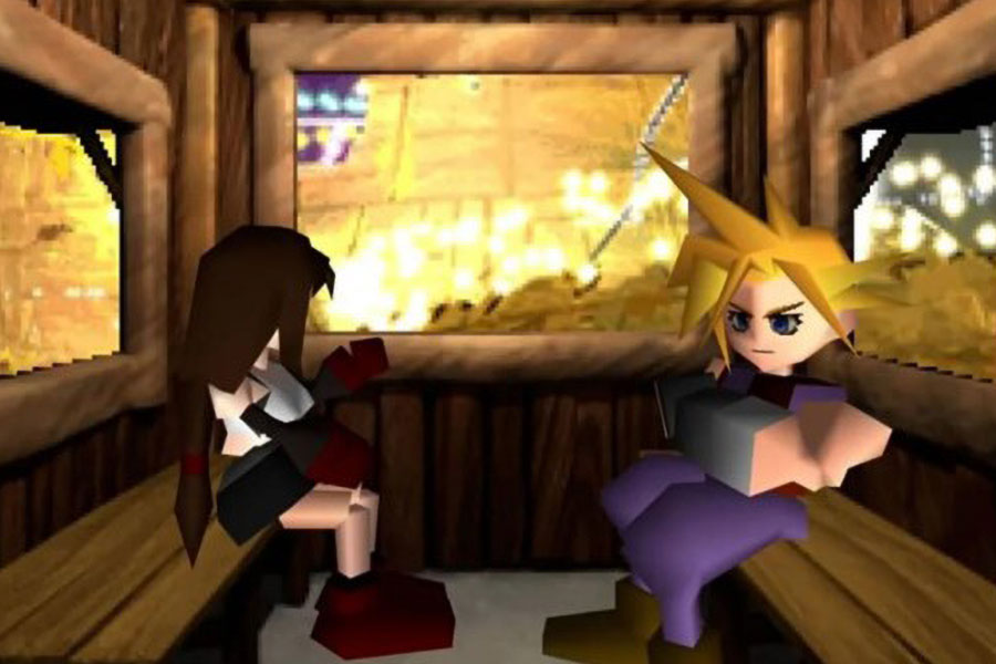 in game picture of Final Fantasy VII with Tifa and Cloud, one of most influential video games of all time.