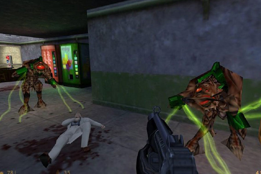 in game picture of Half-Life, one of most influential video games of all time.