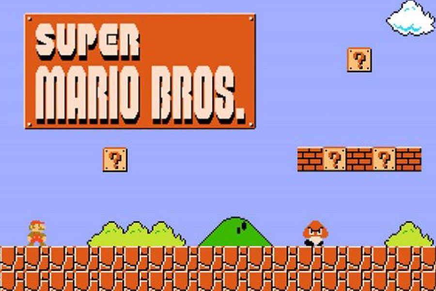 The Official picture of Super Mario Bros. with mario, one of most influential video games of all time.