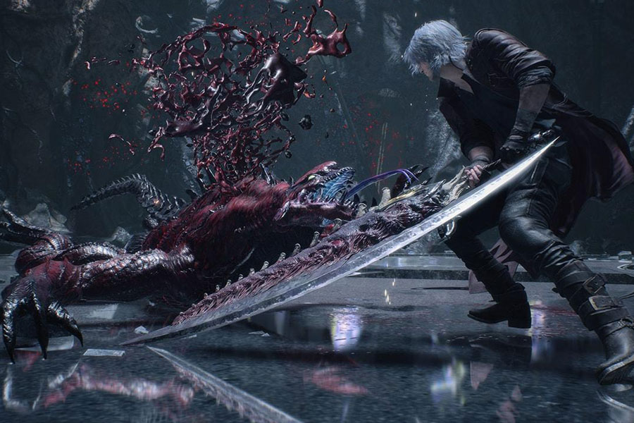 In game picture of Devil May Cry 5, an action game, One of most popular genres of video games.