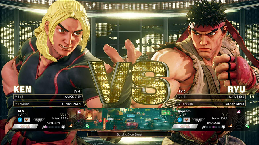 In game picture of Street Fighter V, a Fighting game, One of most popular genres of video games.