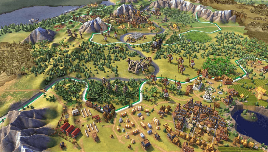 In game picture of Civilization VI, a Strategy game, One of most popular genres of video games.