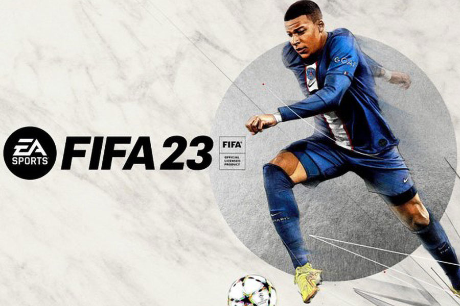 The Official Picture of FIFA 23 with Kylian Mbappé, The most popular video game in Romania.