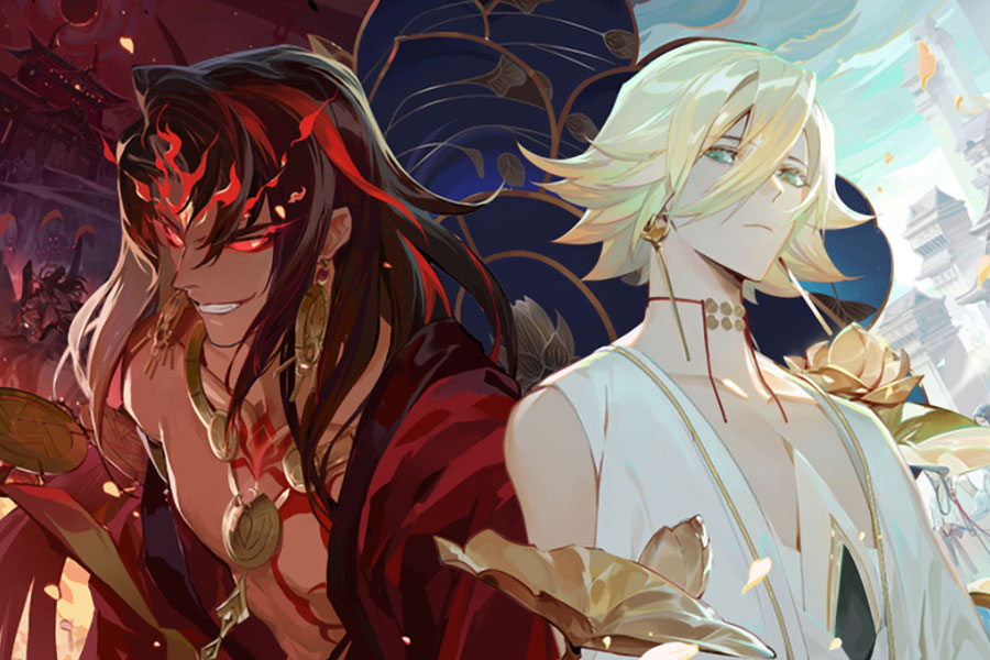 A poster of Onmyoji’s dark and light characters.