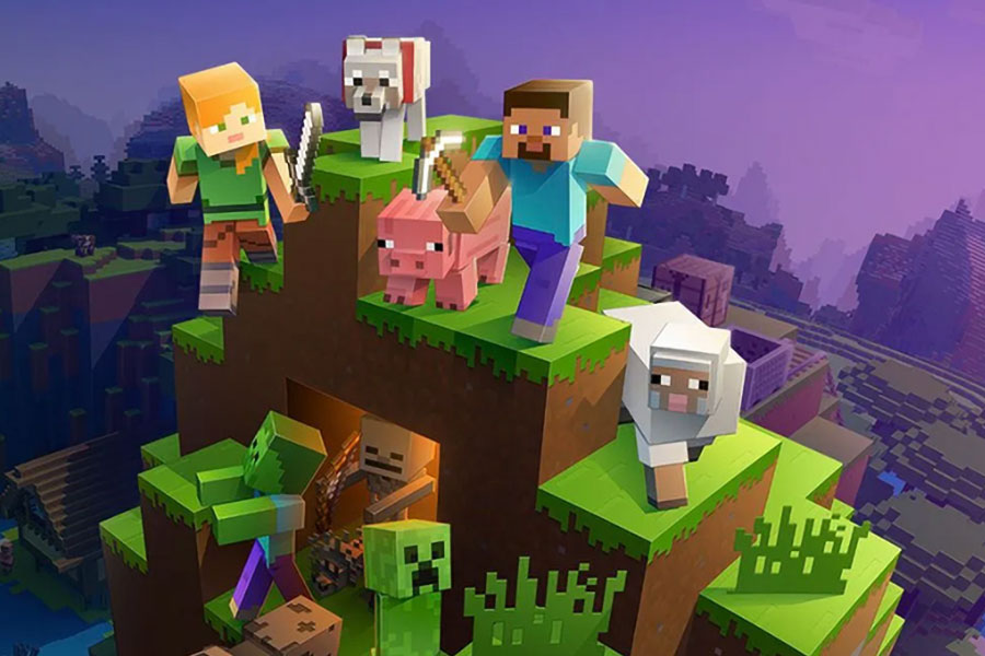 The Official Picture of Minecraft with its characters and visual elements, One of the most popular video games in Mexico.