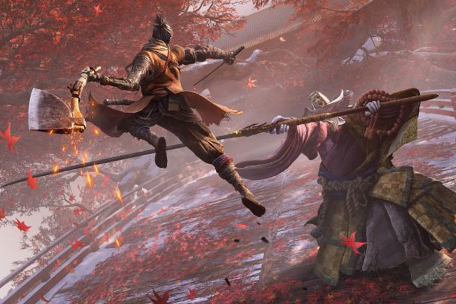 The in Game Picture of Sekiro: Shadows Die Twice with its main character fighting, One of most stressful video games.