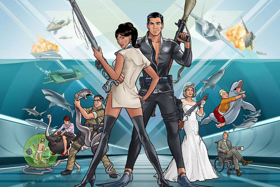 Archer and other characters from the animated series Archer.