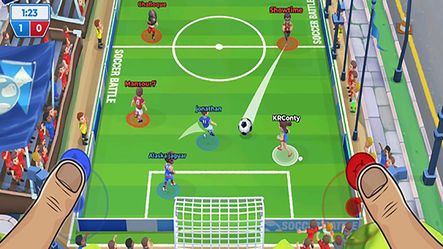 in game Picture of Soccer Battle, One of offline multiplayer football games for ios.