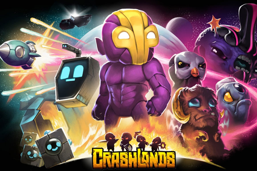 The Official Picture of Crashlands with its characters, One of offline open world games for ios.