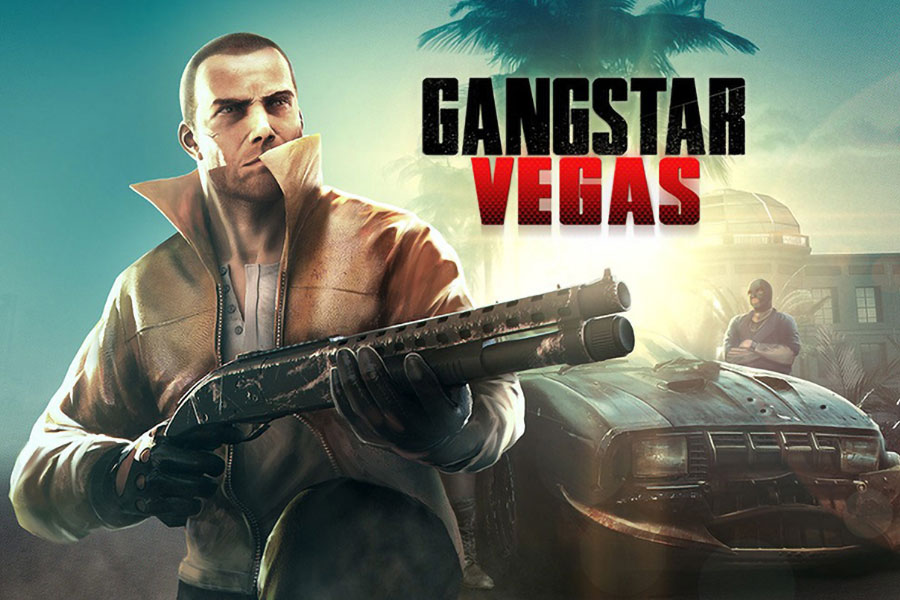 The Official Picture of Gangstar Vegas with its character, One of offline open world games for ios.