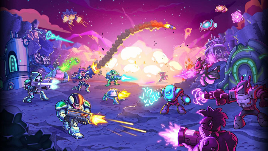 he Official Picture of Iron Marines with its characters, One of offline rts games for android.