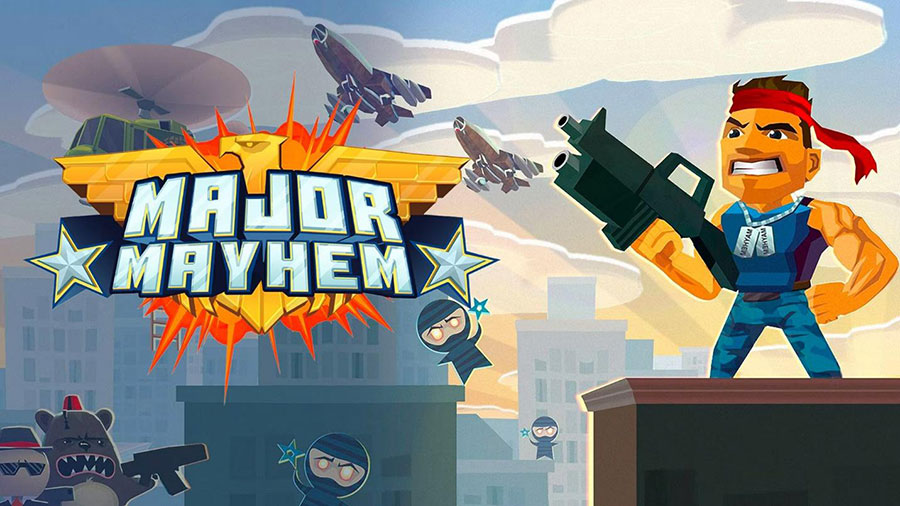 The Official Picture of Major Mayhem 2 with its character, One of offline shooting games for android.