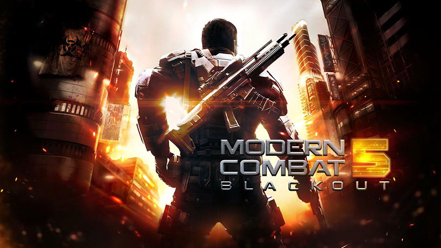 The Official Picture of Modern Combat 5: Blackout with its character, One of offline shooting games for ios.