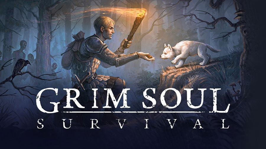 Screenshot of "Grim Soul: Dark Fantasy Survival" with dark medieval survival gameplay.