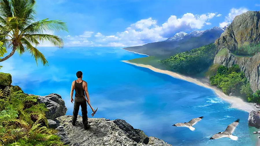 Screenshot of "Ocean Is Home: Survival Island" with island exploration and crafting.