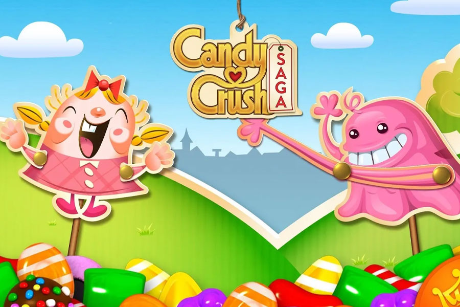 The Official Picture of Candy Crush Saga, One of mobile games to play while watching tv.