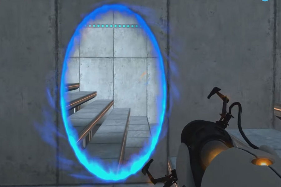 Portal game screen with portal mechanics