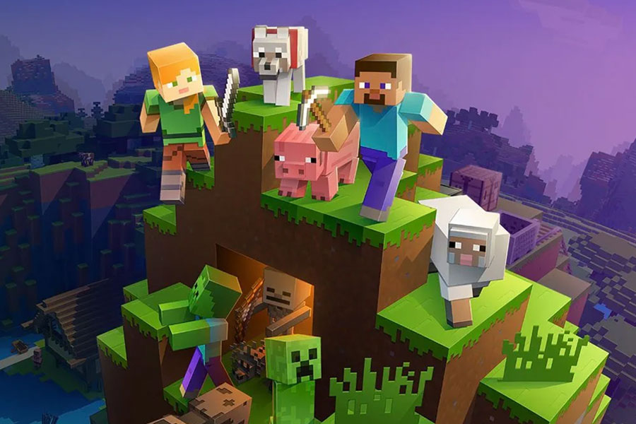 The Official Picture of Minecraft with its characters and visuals, One of problem solving games for kids.