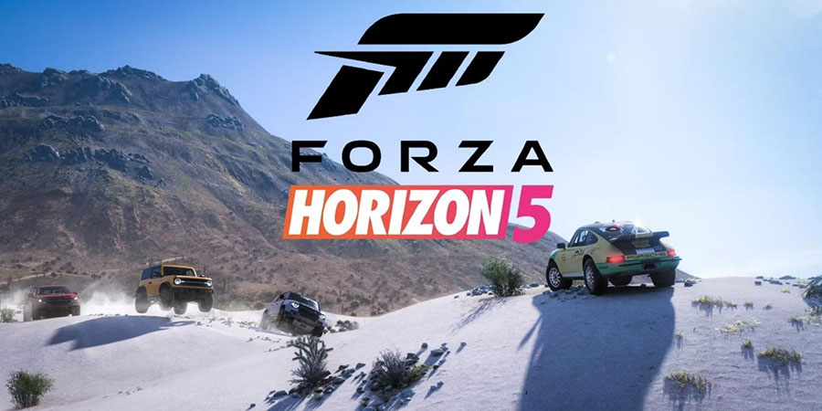 The Official Picture of Forza Horizon 5 with its cars, One of racing games with biggest maps.