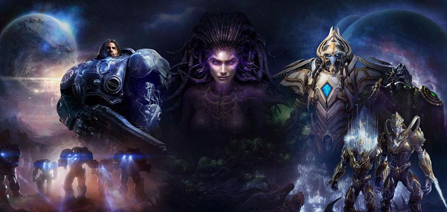 The Official Picture of StarCraft II with its characters, One of rts games for mac.