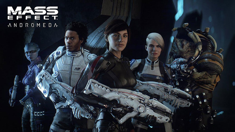 The Official Picture of Mass Effect: Andromeda featuring its characters, One of single player games with character creation.