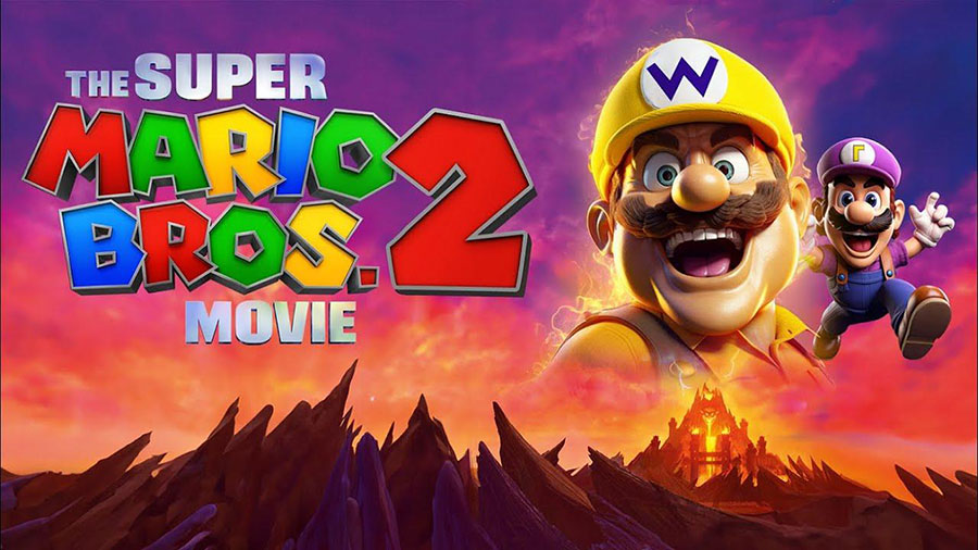 a picture of The Super Mario Bros. Movie 2 with Wario and Waluigi, upcoming movies based on video games.