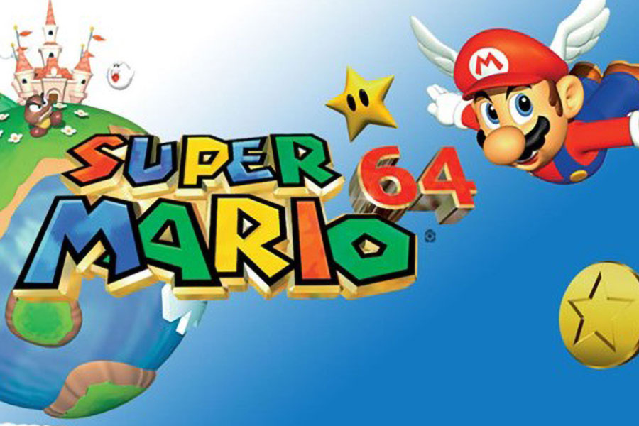 The Official Picture of Super Mario 64 with Mario, One of video games to play before you die.