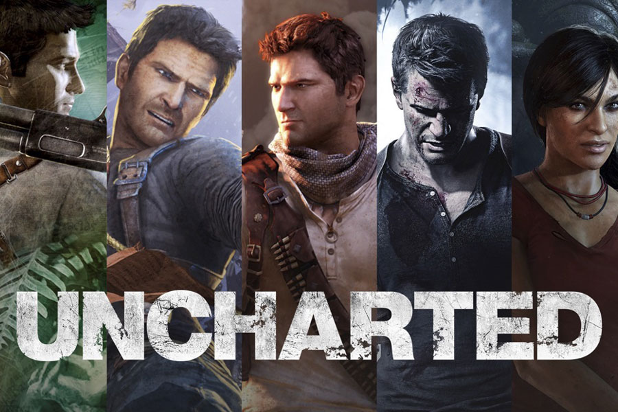 Uncharted game screen with Nathan Drake.