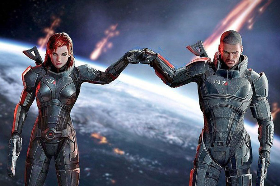 The Official Picture of Mass Effect 3 Featuring Female and Male Shepard, One of video games with black main characters.