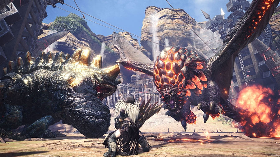 Monster Hunter: World boss fight with Nergigante.