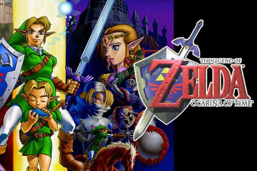 The Official Picture of The Legend of Zelda: Ocarina of Time featuring its characters, One of video games with time travel.