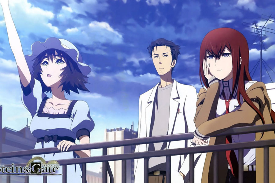 The in Game picture of Steins;Gate with its characters, One of video games with time travel.