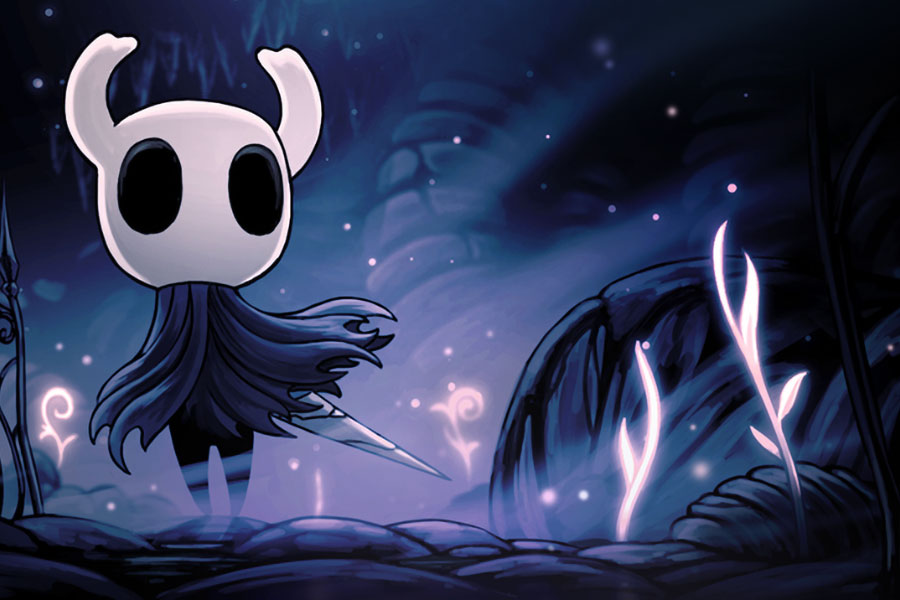 The Official Picture of Hollow Knight with its main character, One of video games without internet.