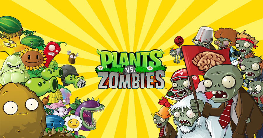 The Official Picture of Plants vs. Zombies with its characters, One of best tower defence games for android.