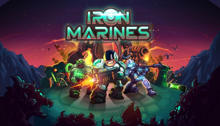 The Official Picture of Iron Marines with its characters, One of best tower defence games for android.