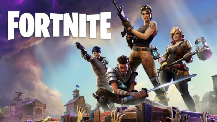 The Official Picture of Fortnite with its characters, One of action games for chromebook.