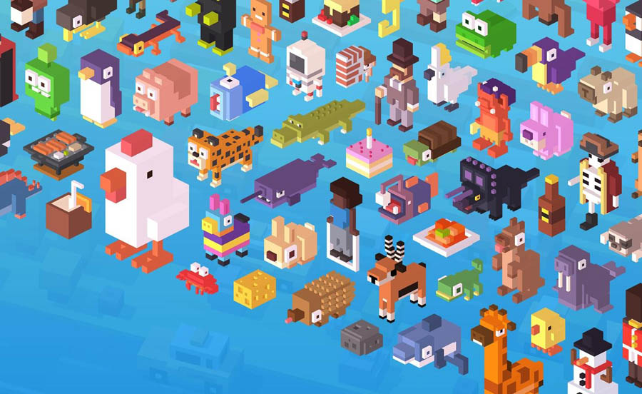 The Official Picture of Crossy Road with its characters, One of action games for chromebook.