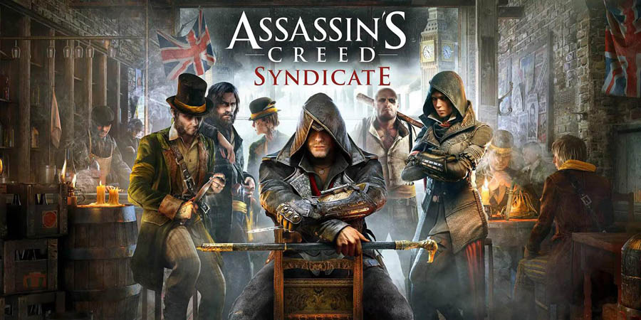 The Official Picture of Assassin's Creed Syndicate with its characters, One of Assassin games for PS4.