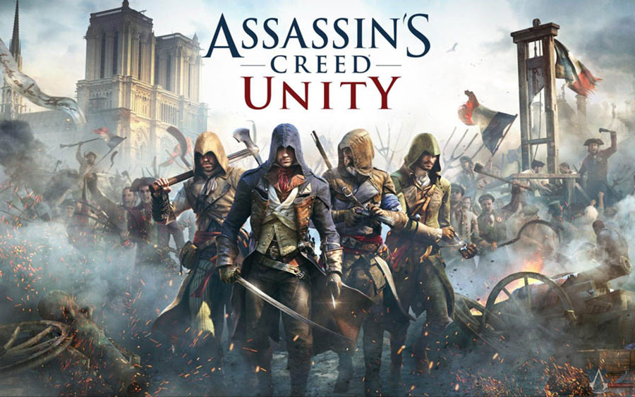 The Official Picture of Assassin's Creed Unity with its characters, One of Assassin games for ps4.